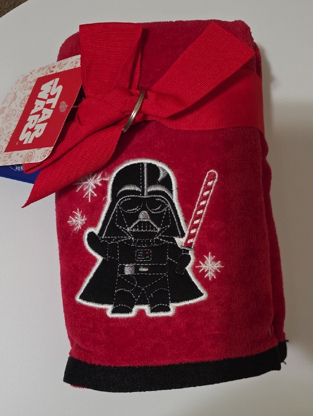 Star Wars Red Darth Vader Holiday Plush Towel with Black Trim